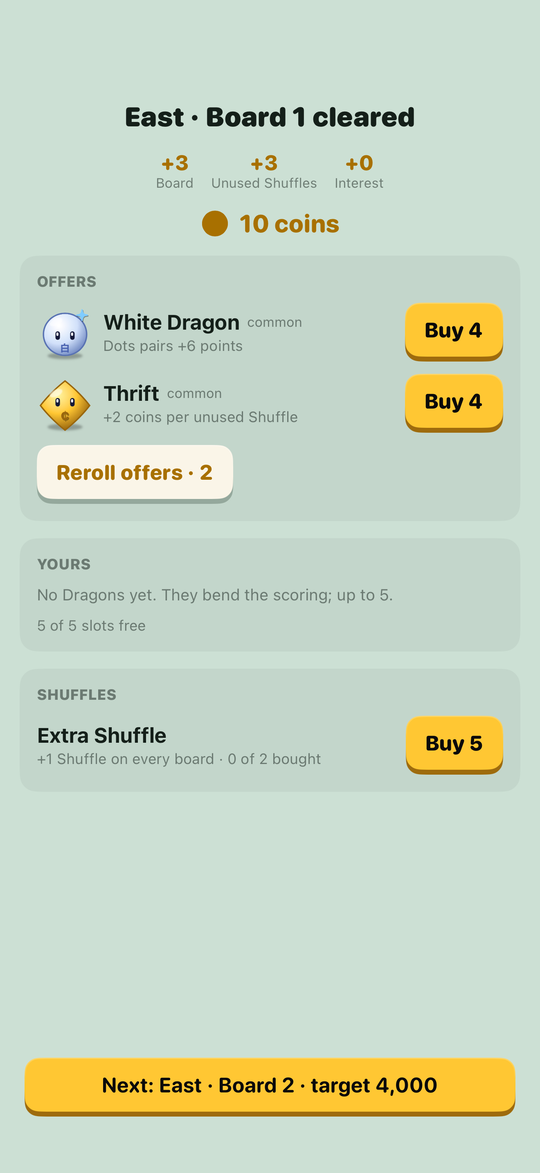 The Shop between boards, with Dragons on offer